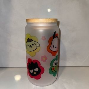 Sanrio Characters Floral Frosted Beer Can Glass Cup